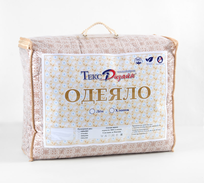 Одеяло 1,5 сп. ТМ Текс-Дизайн “Хлопок-лён” Летнее